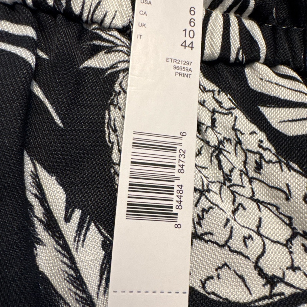Elie Tahari One Shoulder Maxi Dress NWT Black Ivory Pineapple Tropical Size 6 - Picture 4 of 4
